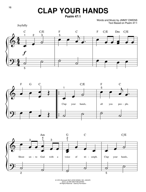 Clap Your Hands - Jimmy Owens (Big Note Piano)
