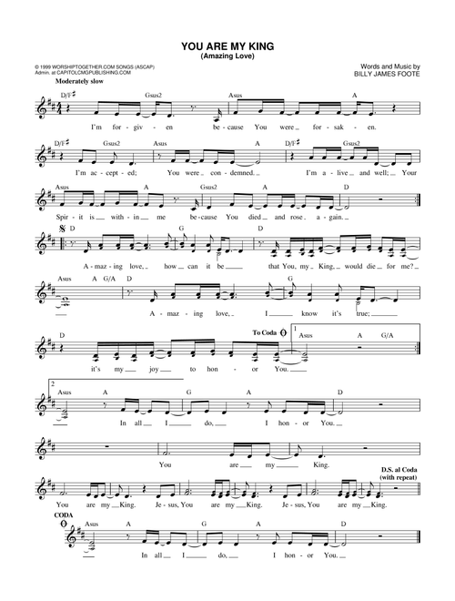 You Are My King (Amazing Love) - Passion, Newsboys (Lead Sheet - Fake Book)