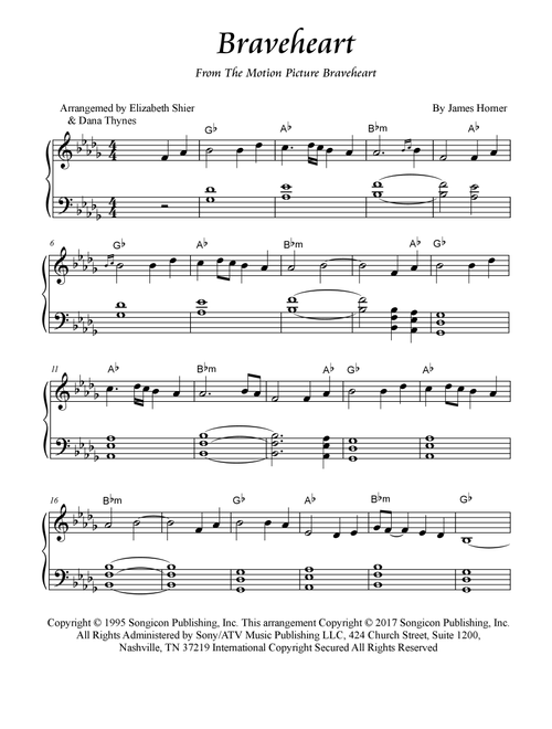 Braveheart - Main Title (Arr. Elizabeth Shier & Dana Thynes) - James Horner (Piano Solo)
