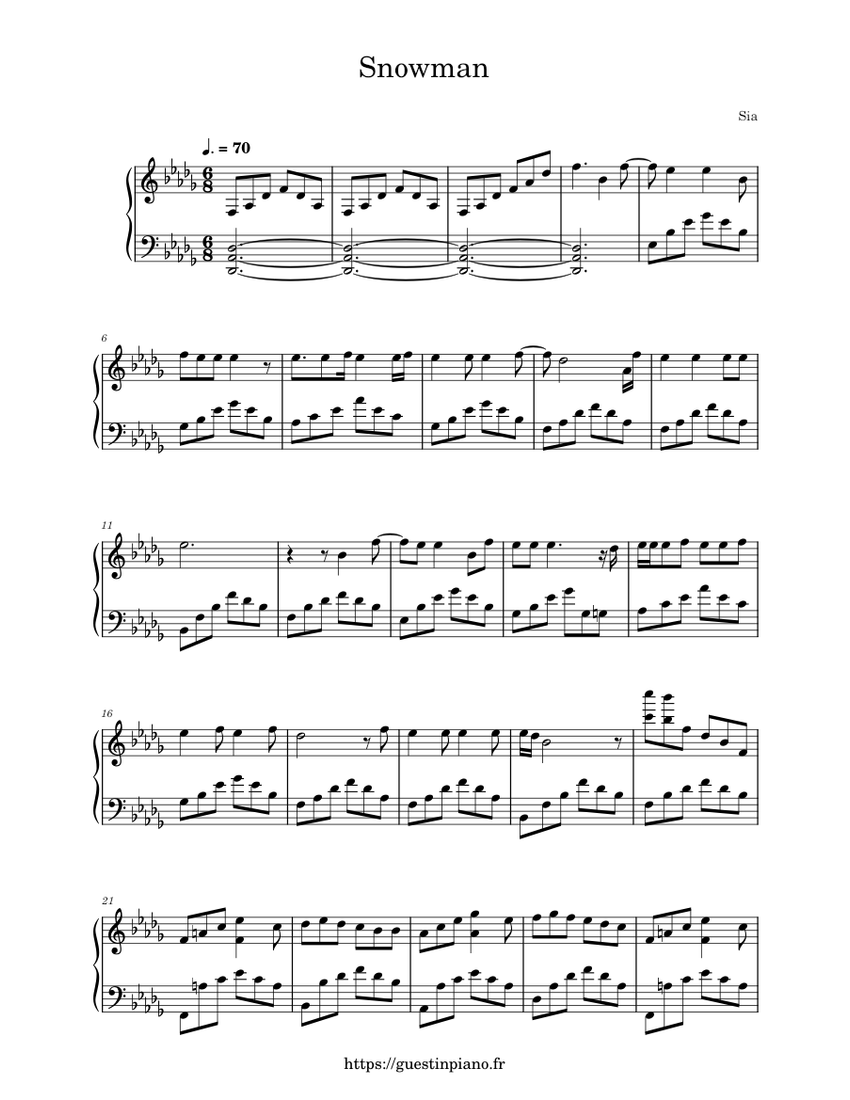 Snowman Sia Sheet music for Piano (Solo)