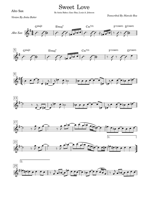 Sweet Love (Arr. Transcribed By Marcelo Rea) - Anita Baker (Alto Sax Solo)