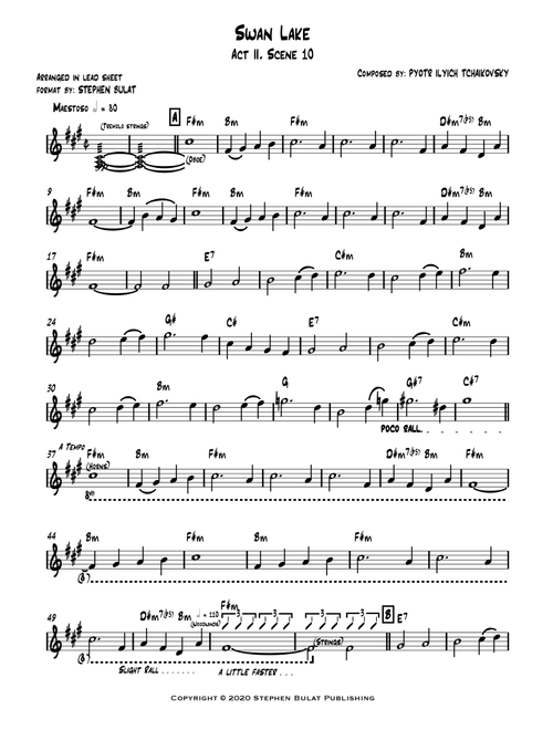 Swan Lake (Tchaikovsky) - Lead sheet (key of F#m) (Arr. Stephen Bulat) - Peter Ilyich Tchaikovsky (Large Ensemble)