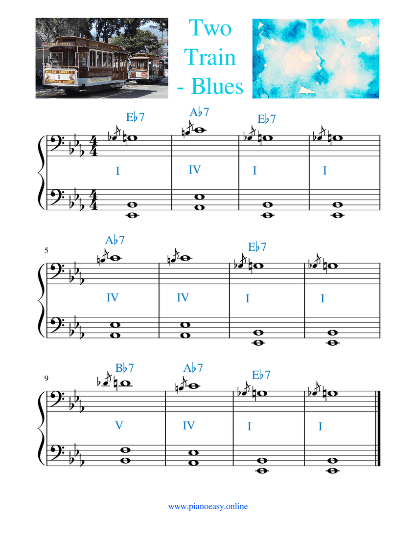 Train Notes Two Train Blues - First Train Sheet Music with Chords for Piano (Solo ...