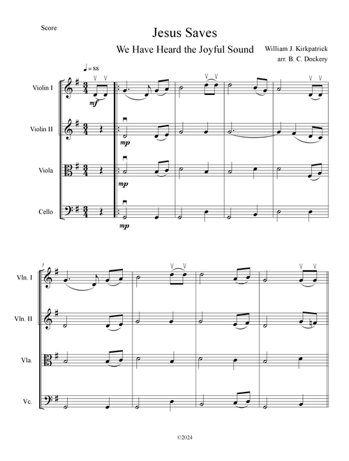 Jesus Saves (String Quartet) (Arr. B. C. Dockery) - William J Kirkpatrick (String Quartet)