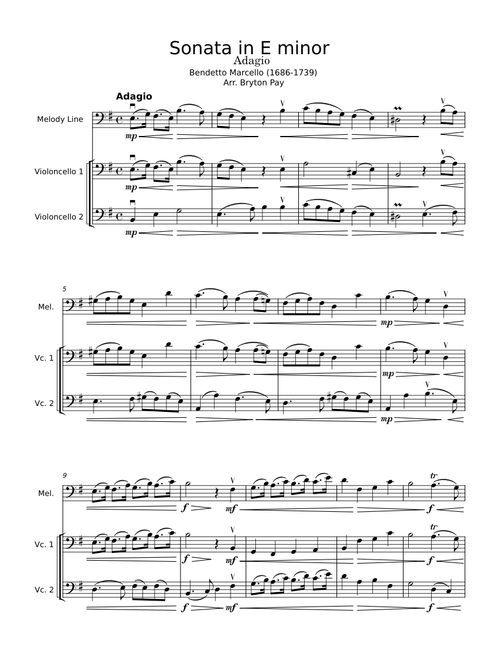 Sonata in E minor for Cello solo or Duet - Marcello
