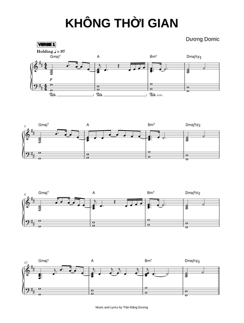 Không Thời Gian - Dương Domic (Piano)