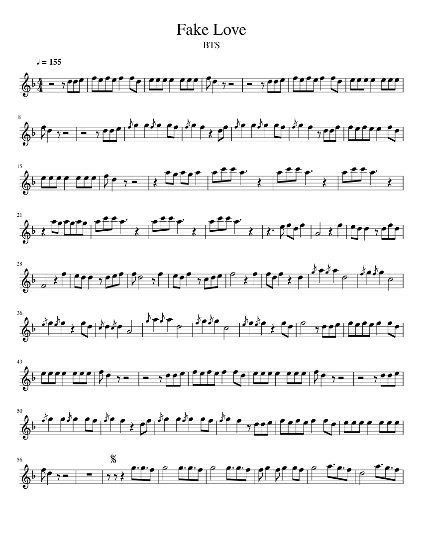 científico tornado creer Fake Love Sheet music for Flute (Solo) | Musescore.com