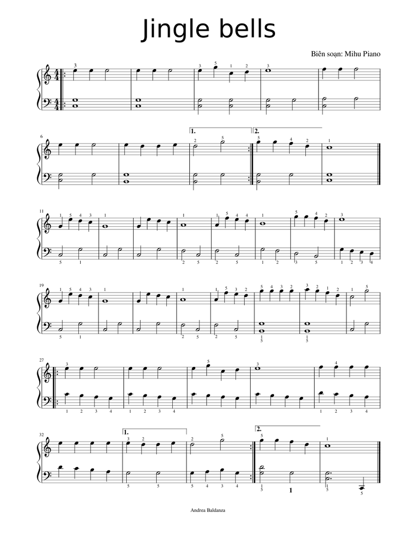 Jingle bells Easy Piano piano tutorial