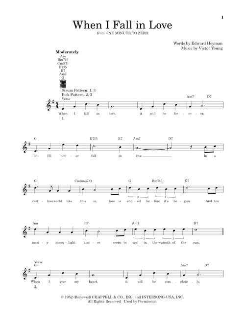 When I Fall In Love - Nat King Cole (Easy Guitar)