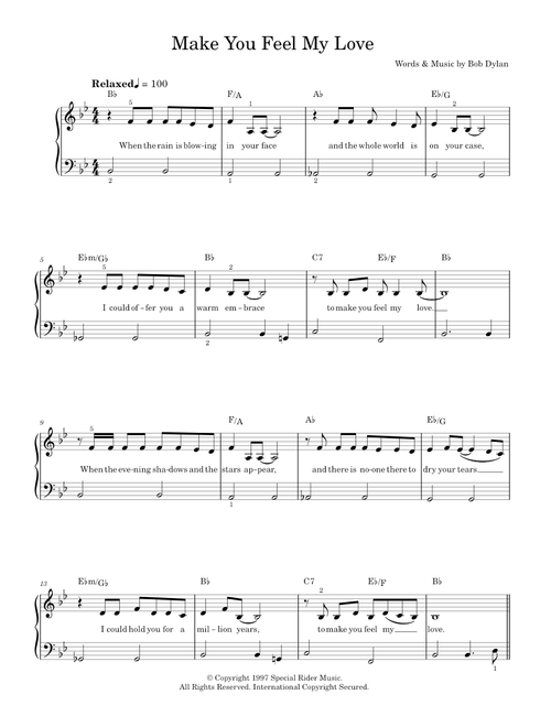 Make You Feel My Love - Adele, Bob Dylan (Easy Piano)