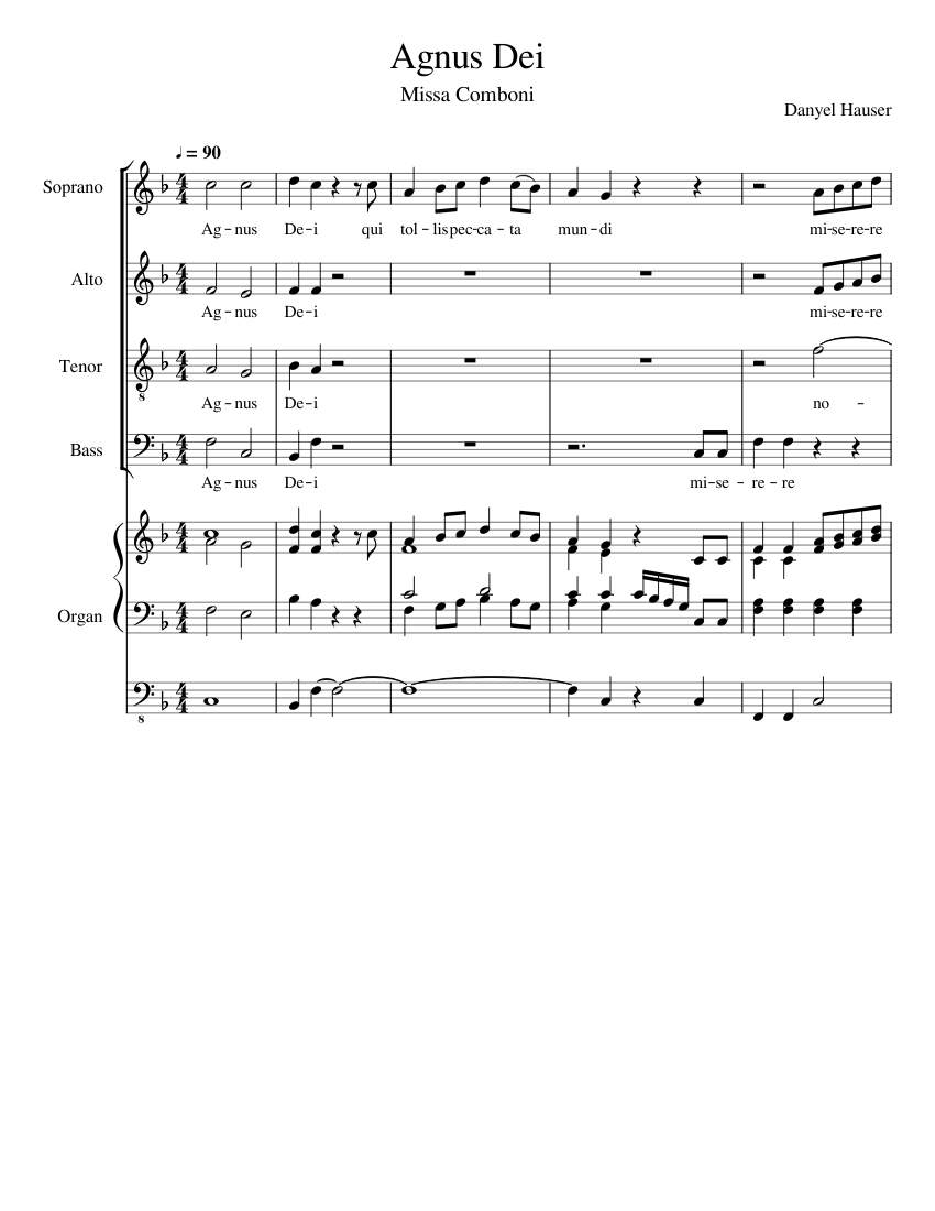 Agnus Dei Sheet Music For Soprano, Alto, Tenor, Bass Voice & More ...