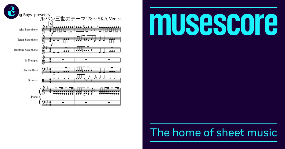 Pantera,VulgarDisplayOfpower,bandscore楽譜 ルパン三世のテーマ'78～SKA Ver.～ Sheet Music for Piano