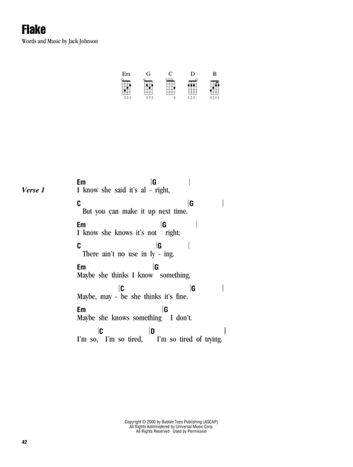Flake - Jack Johnson (Ukulele Chords-Lyrics)