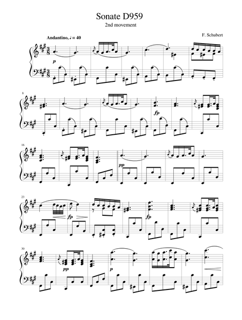 Schubert Sonata D959 Andantino