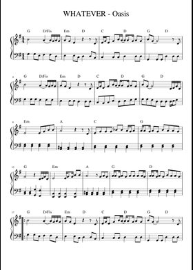 Free Whatever by Oasis sheet music | Download PDF or print on