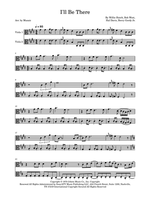 I'll Be There (Arr. Musaic) - The Jackson 5 (Viola Duet)