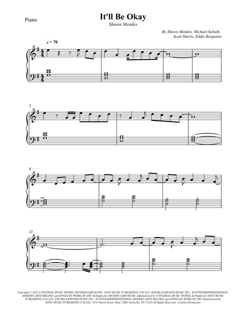 It'll Be Okay (Arr. Wesley S. SIlva) - Shawn Mendes (Piano Solo)