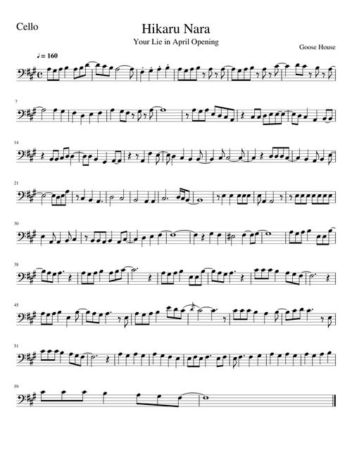 Hikaru Nara- Your Lie In April (Cello)