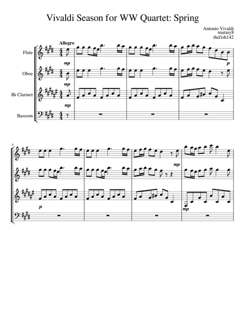 The four season "Spring" from Takt Op. by Antonio Vivaldi for WW4