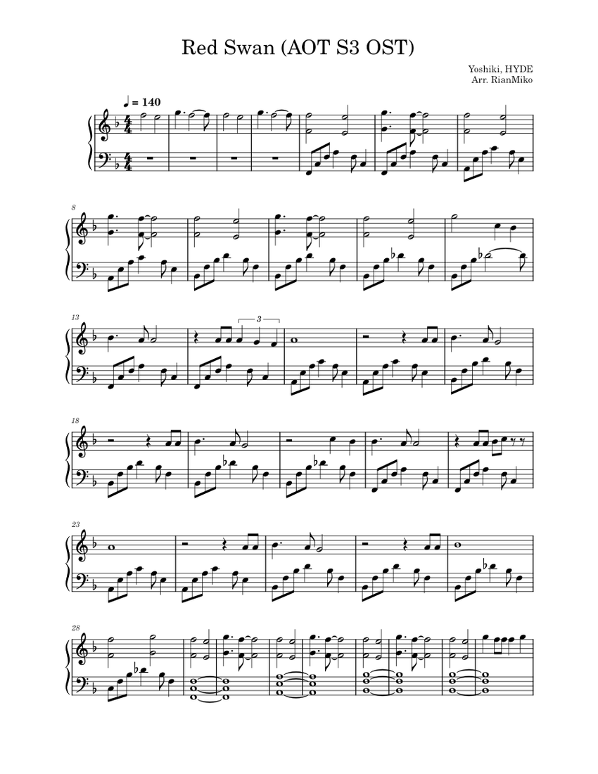 Red Swan Yoshiki feat. HYDE Red Swan (AOT S3 OST) Yoshiki feat