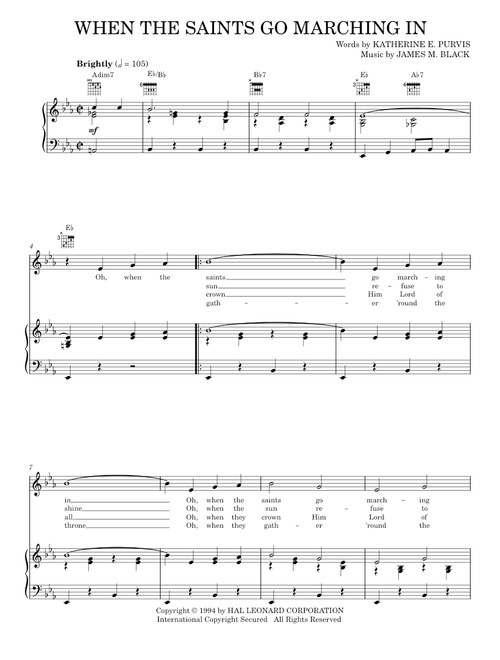 When the saints go marching in - Louis Armstrong (Piano-Vocal-Guitar)