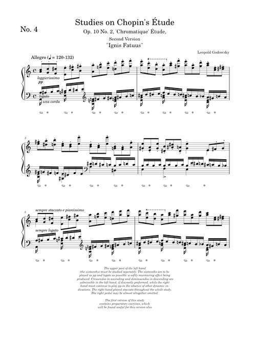 Study No. 4 on Chopin's Étude (Op. 10 No. 2) "Ignis Fatuus" – Leopold Godowsky