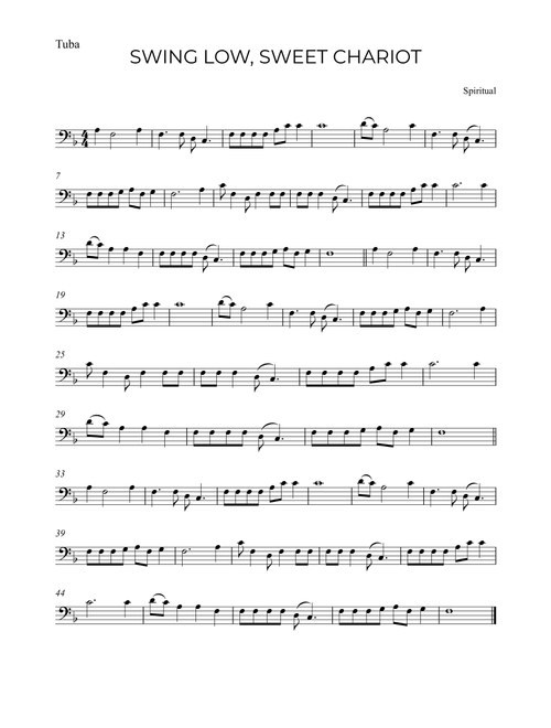 SWING LOW, SWEET CHARIOT (Arr. Alex Nunes Rodrigues) - Spiritual (Tuba Solo)