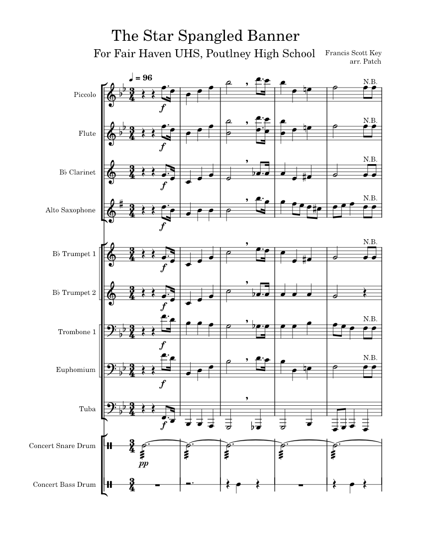 The Star Spangled Banner – Francis Scott Key Sheet Music for Trombone ...