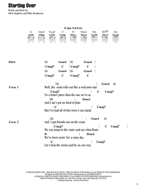 Starting Over - Chris Stapleton (Guitar Chords-Lyrics)