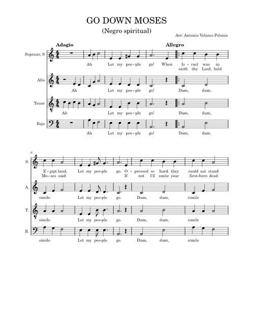 Go Down, Moses - choir arrangement