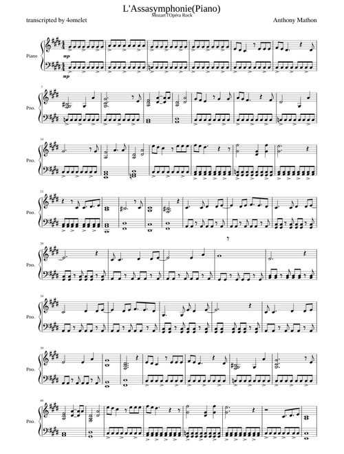 【Mozart L'Opéra Rock】Lassassymphonie (piano)