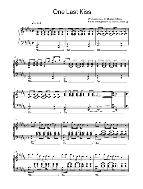 One Last Kiss (Arr. Piano Lovers. jp) - Hikaru Utada (Piano Solo)