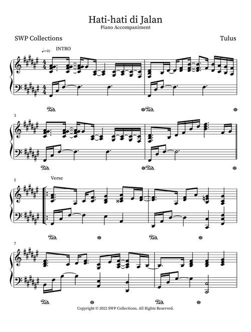 Hati-hati di Jalan - Tulus (Piano Solo)