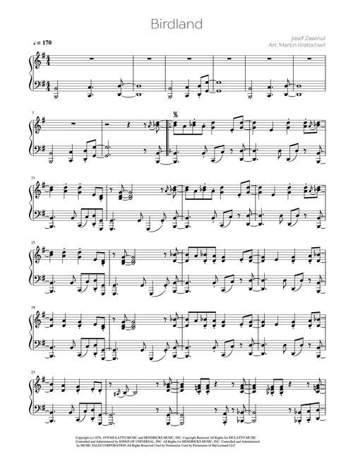 Birdland (Arr. Martin Kratochwil) - Manhattan Transfer (Piano Solo)