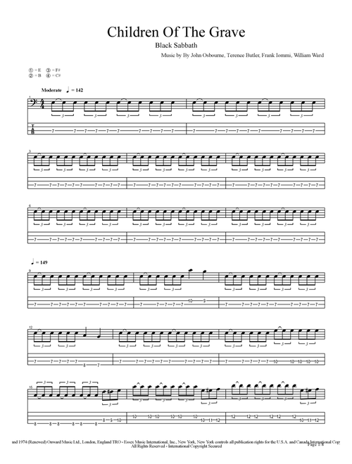 Children Of The Grave (Arr. Fotis Toumanides) - Black Sabbath (Bass Tab)