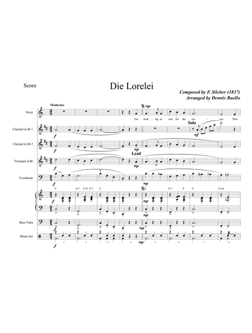 Die Lorelei (Arr. Dennis Ruello) - F Silcher (1837) (Large Ensemble)
