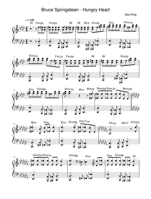 Hungry Heart (Arr. Gregory King) - Springsteen (Easy Piano)