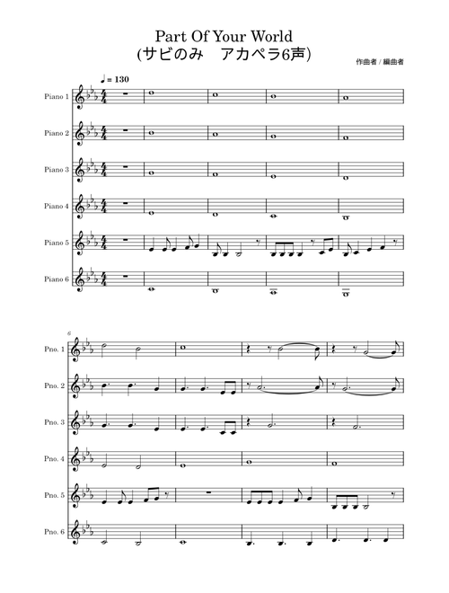 Part of Your World (サビのみ　アカペラ6声）