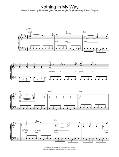 Nothing In My Way - Keane (Piano-Vocal-Guitar (Piano Accompaniment))