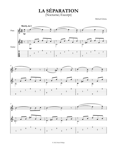 La séparation (Nocturne) (Arr. Mark Phillips) - Mikhail Glinka (Instrumental Duet)