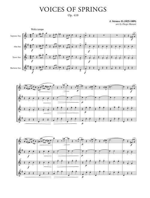 Voices Of Spring for Saxophone Quartet (Arr. Diego Marani) - J. Strauss II (Woodwind Ensemble)