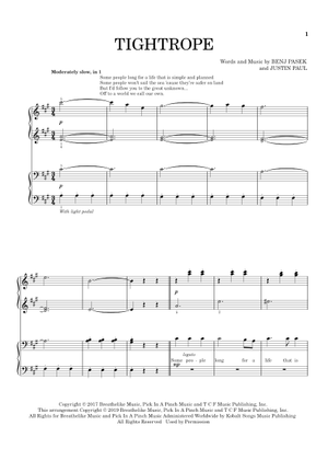 Play Official version of Tightrope Sheet Music by Benj Pasek and