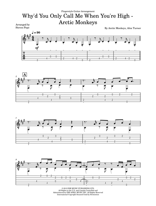 Why D'you Only Call Me When You're High? (Arr. Steven Pope) - Arctic Monkeys (Solo Guitar)