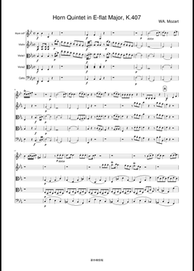 Free Horn Quintet In E-Flat Major, K.407/386C by Wolfgang Amadeus