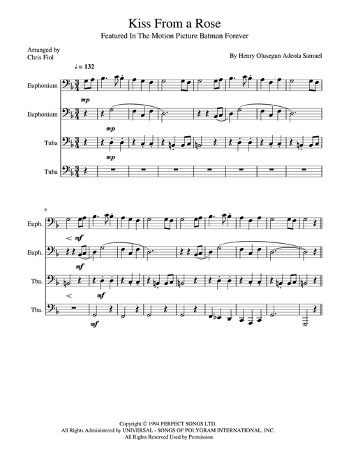 Kiss From A Rose (Arr. Chris Fiol) - Seal (Brass Ensemble)