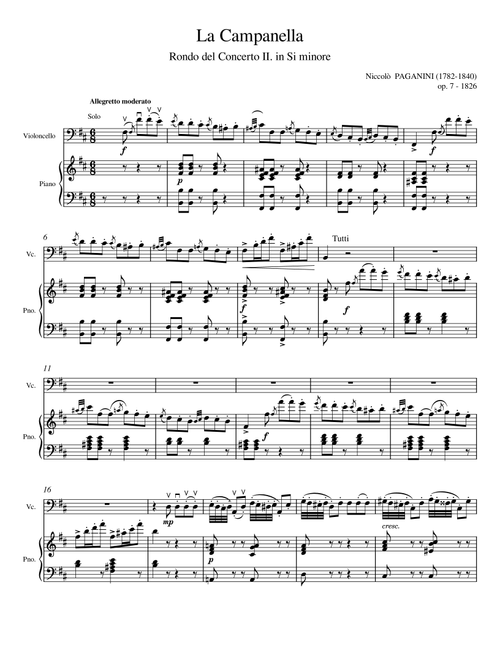 La Campanella Duet - Cello & Piano Arrangement (Arr. Waleed Mohamed) - Niccolo Paganini (Cello and Piano)