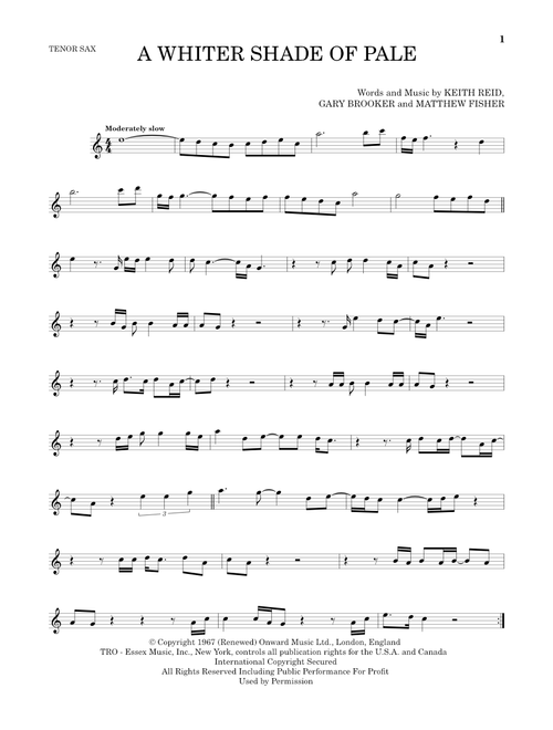 A Whiter Shade Of Pale - Procol Harum (Tenor Sax Solo)