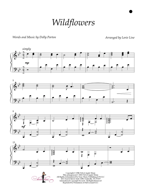 Wildflowers (Arr. Lorie Line) - Dolly Parton (Piano Solo)