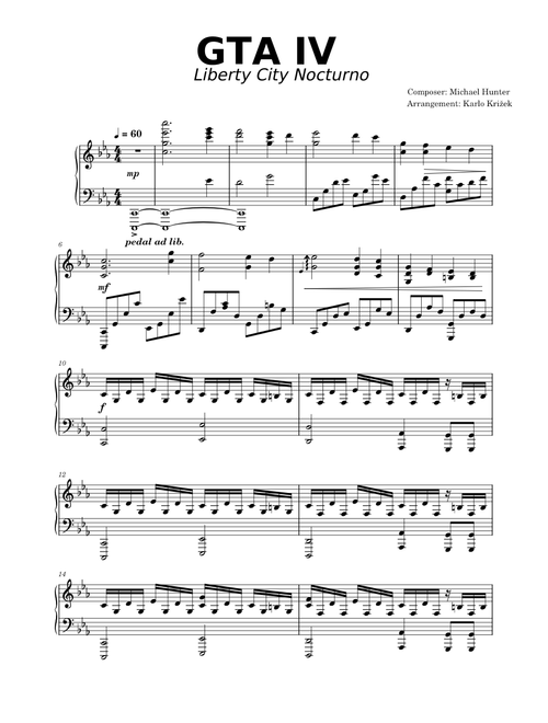 GTA IV Theme Piano Cover (Liberty City Nocturne) – ‎ Liberty City Nocturne