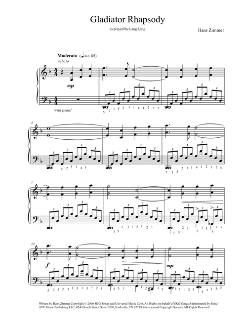 Gladiator Main Theme (Arr. Thomas Jancso) - Hans Zimmer (Piano Solo)